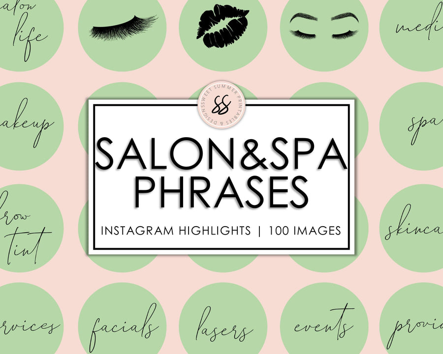100 Beauty Salon & Spa Instagram Highlights - Spring Green - Sweet Summer Designs