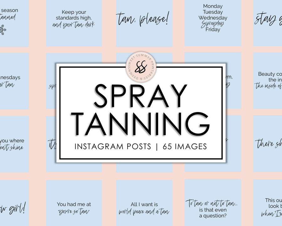 65 Spray Tanning Instagram Posts - Light Blue - Sweet Summer Designs
