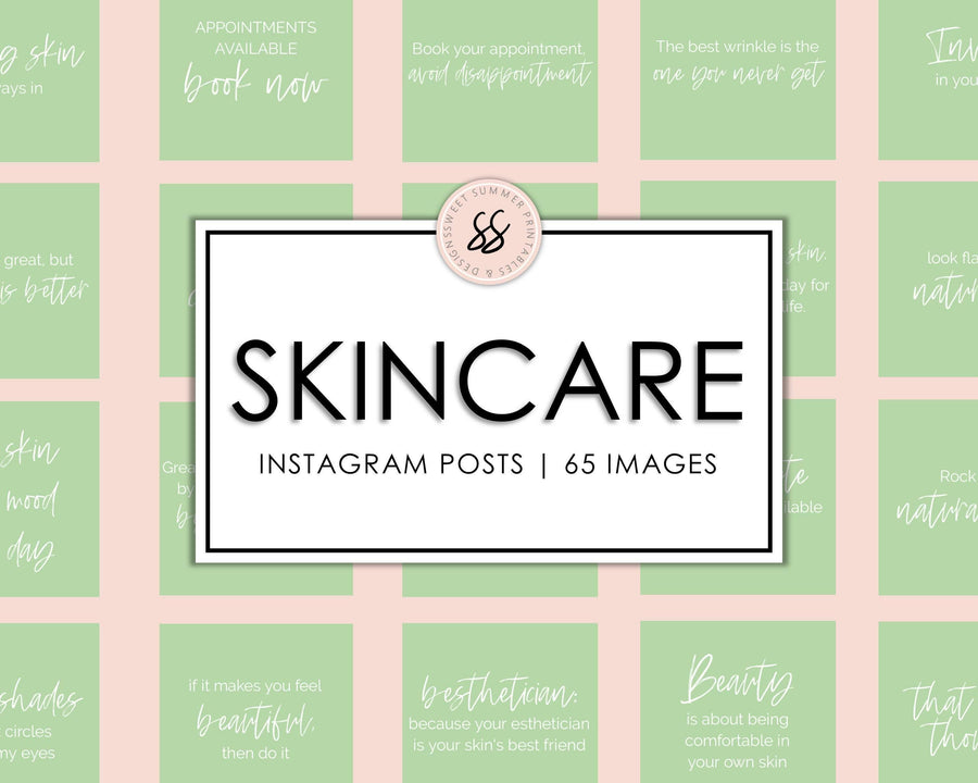 65 Skincare Instagram Posts - Spring Green & White - Sweet Summer Designs