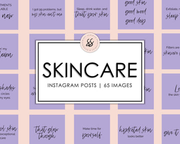 65 Skincare Instagram Posts - Purple & Black - Sweet Summer Designs