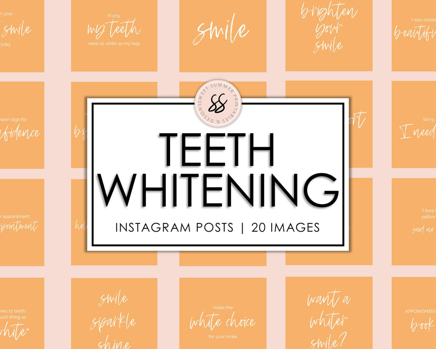 20 Teeth Whitening Instagram Posts - Orange - Sweet Summer Designs