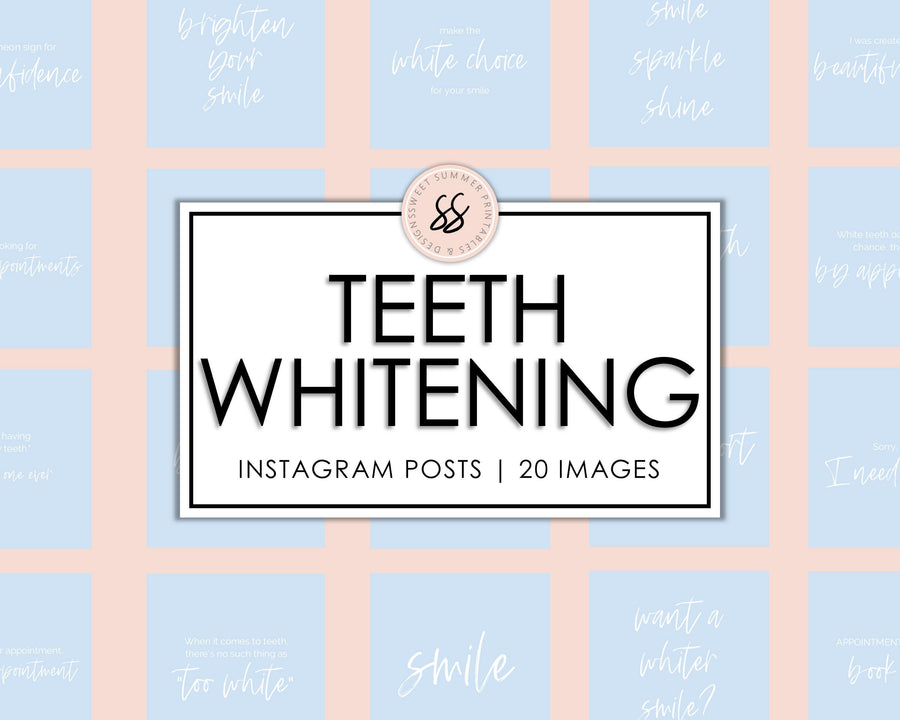 20 Teeth Whitening Instagram Posts - Light Blue - Sweet Summer Designs