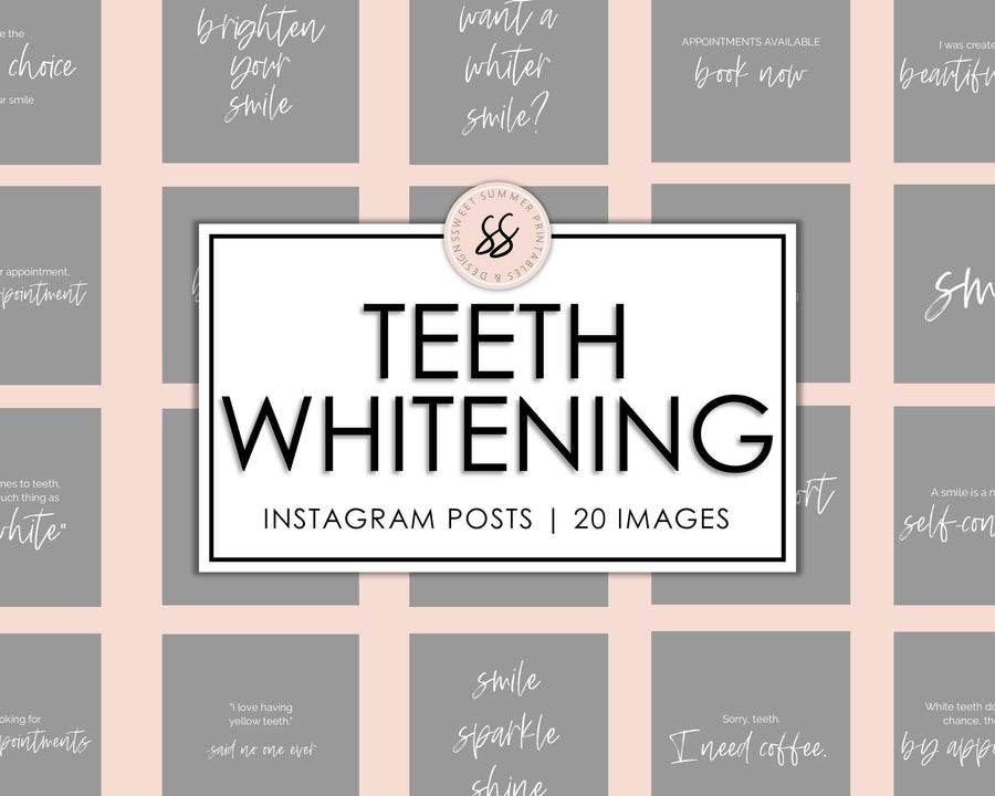 20 Teeth Whitening Instagram Posts - Gray - Sweet Summer Designs