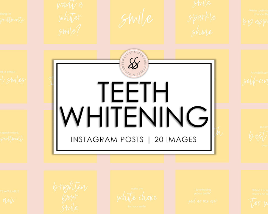 20 Teeth Whitening Instagram Posts - Yellow - Sweet Summer Designs