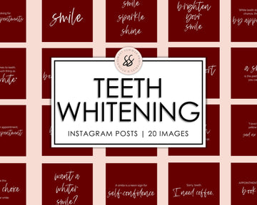 20 Teeth Whitening Instagram Posts - Burgundy - Sweet Summer Designs