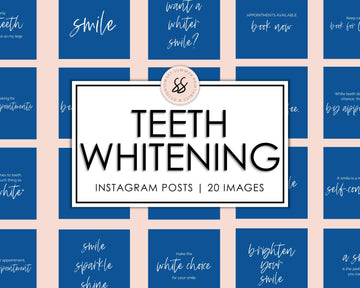 20 Teeth Whitening Instagram Posts - Dark Blue - Sweet Summer Designs