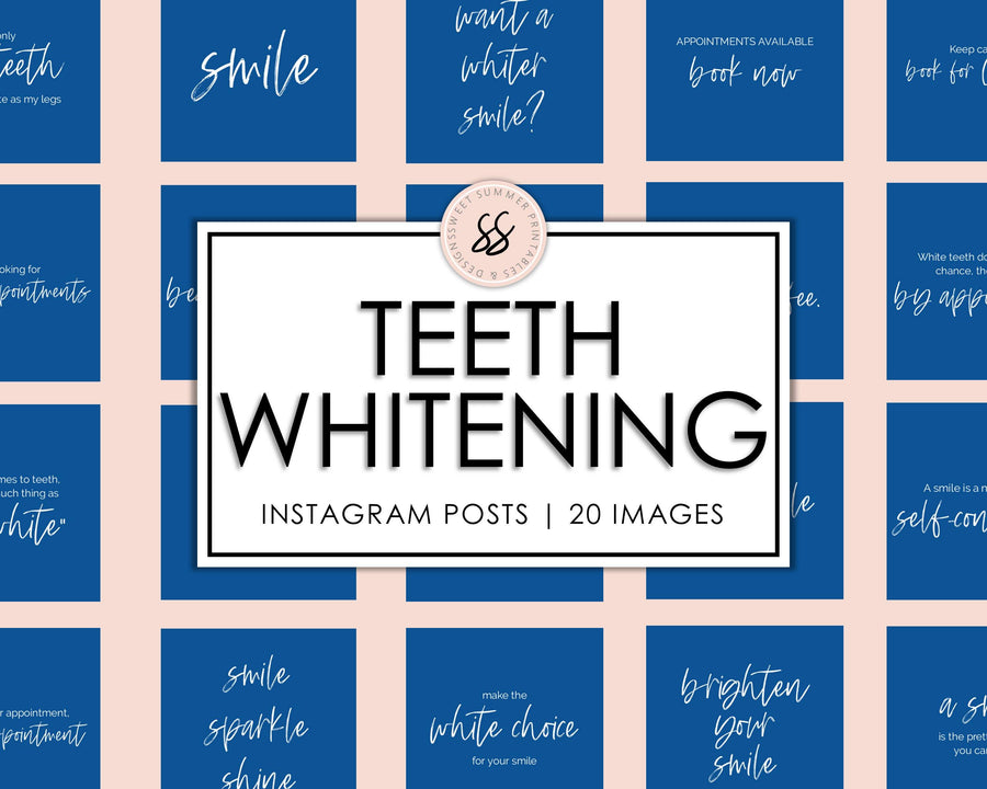 20 Teeth Whitening Instagram Posts - Dark Blue - Sweet Summer Designs