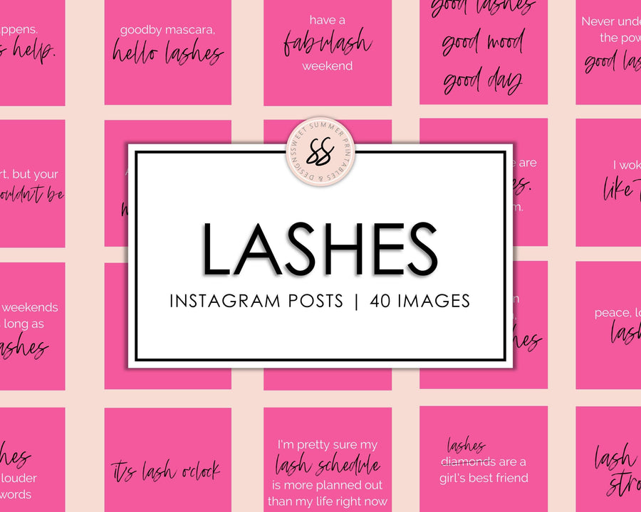 40 Lashes Instagram Posts - Hot Pink - Sweet Summer Designs