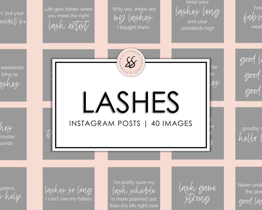 40 Lashes Instagram Posts - Gray - Sweet Summer Designs