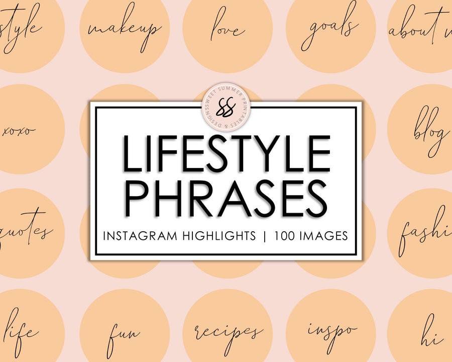 100 Lifestyle Instagram Highlights - Peach - Sweet Summer Designs