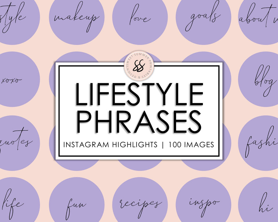 100 Lifestyle Instagram Highlights - Purple - Sweet Summer Designs
