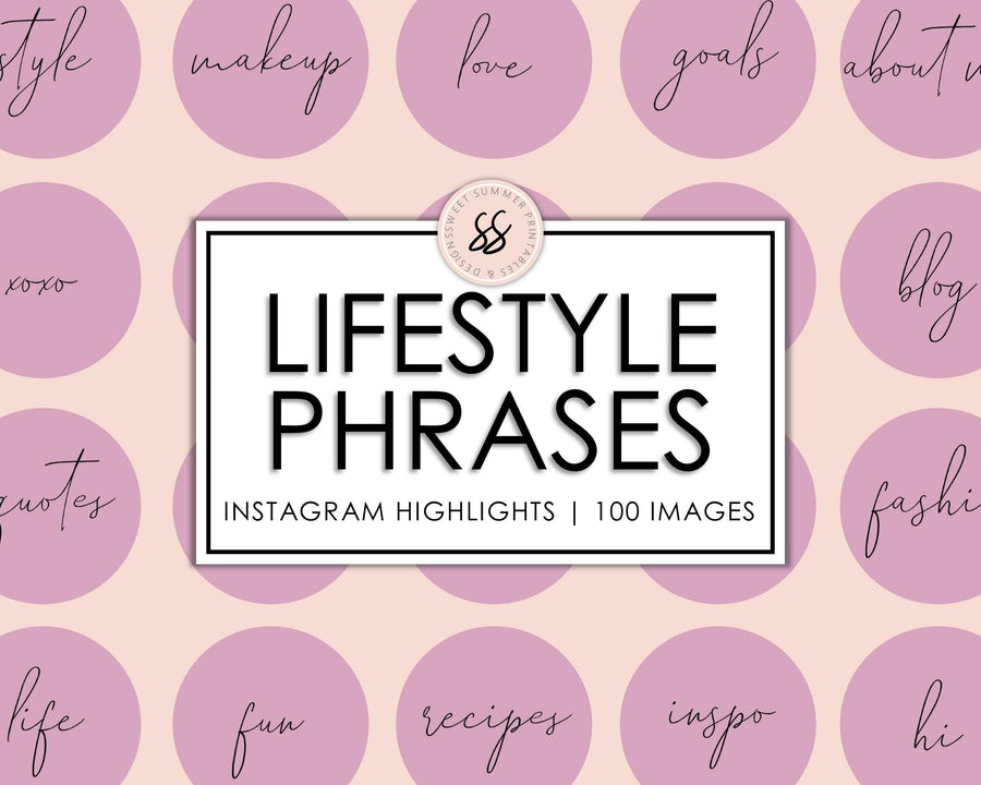 100 Lifestyle Instagram Highlights - Dusty Rose - Sweet Summer Designs