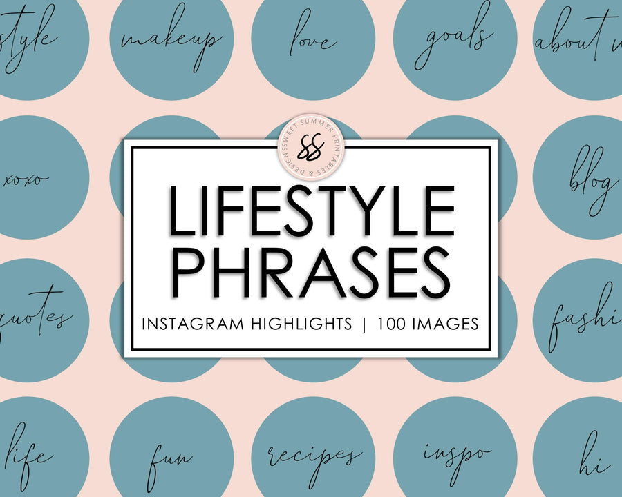 100 Lifestyle Instagram Highlights - Teal - Sweet Summer Designs
