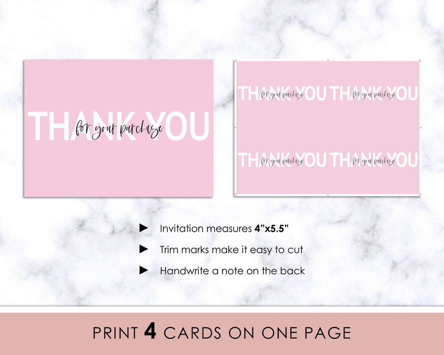 Thank You Card - Pink Minimalist - Sweet Summer Designs