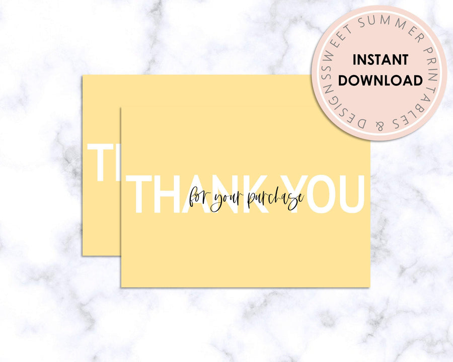 Thank You Card - Yellow Minimalist - Sweet Summer Designs