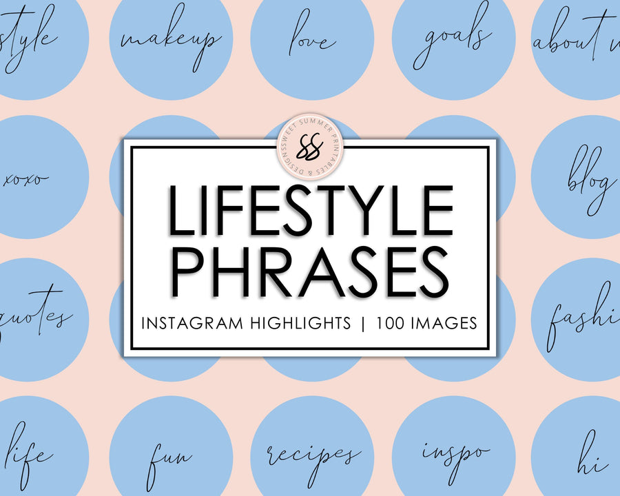 100 Lifestyle Instagram Highlights - Blue - Sweet Summer Designs