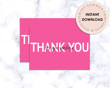 Thank You Card - Hot Pink Minimalist - Sweet Summer Designs