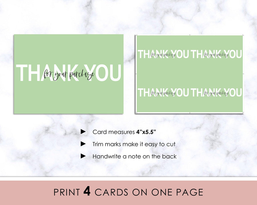 Thank You Card - Spring Green Minimalist - Sweet Summer Designs