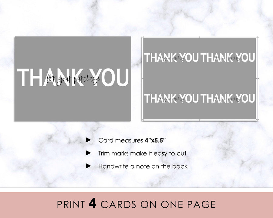 Thank You Card - Gray Minimalist - Sweet Summer Designs