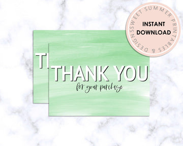 Thank You Card - Spring Green Brushed - Sweet Summer Designs