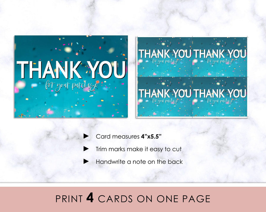 Thank You Card - Blue Confetti - Sweet Summer Designs