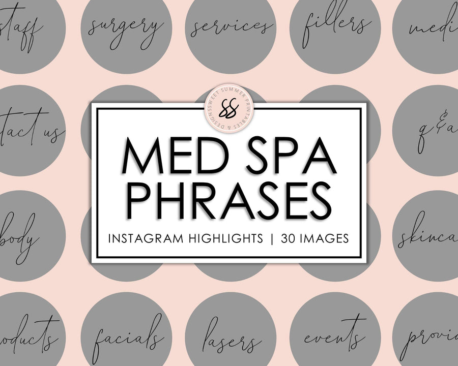 30 Med Spa Instagram Highlights - Gray - Sweet Summer Designs