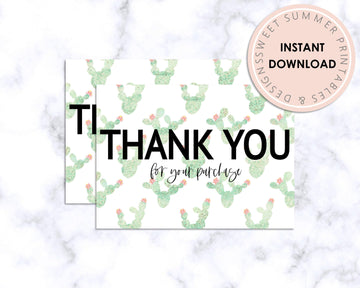 Thank You Card - Cactus - Sweet Summer Designs