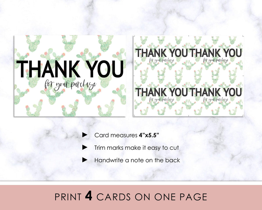Thank You Card - Cactus - Sweet Summer Designs