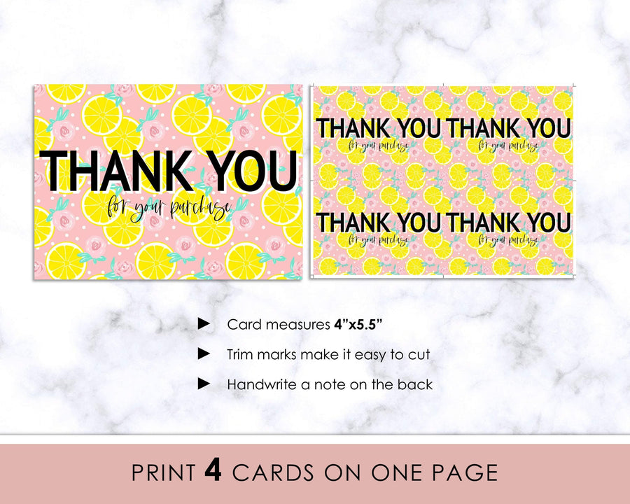 Thank You Card - Pink Lemonade - Sweet Summer Designs