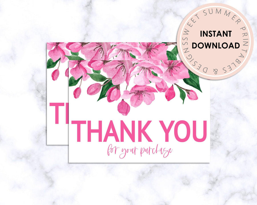 Thank You Card - Cherry Blossom - Sweet Summer Designs