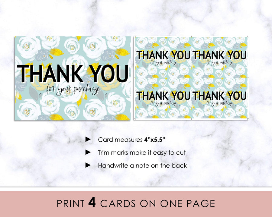 Thank You Card - White Rose - Sweet Summer Designs