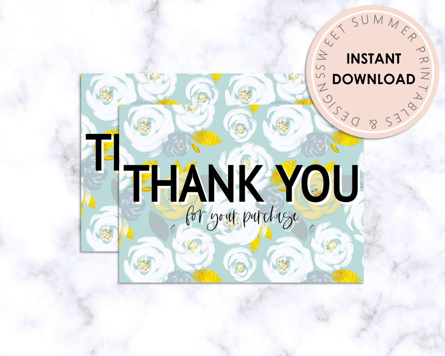 Thank You Card - White Rose - Sweet Summer Designs