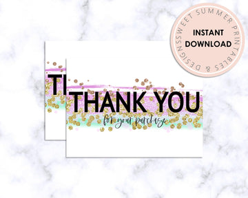 Thank You Card - Unicorn Glitter - Sweet Summer Designs