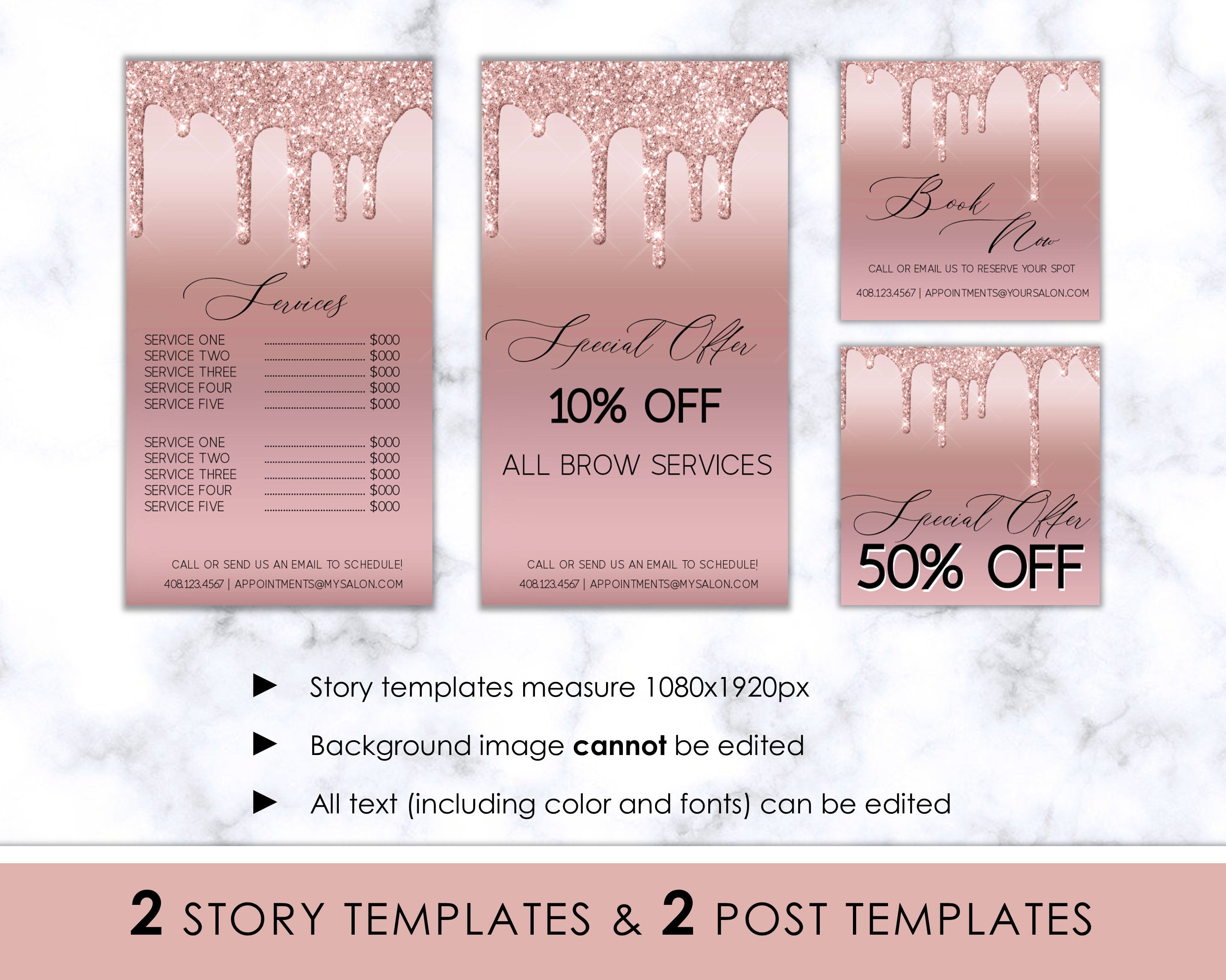 Editable Instagram Posts - Price List - Rose Glitter Drip – Sweet ...