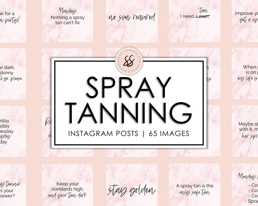 65 Spray Tanning Instagram Posts - Pink Marble - Sweet Summer Designs