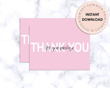 Thank You Card - Pink Minimalist - Sweet Summer Designs
