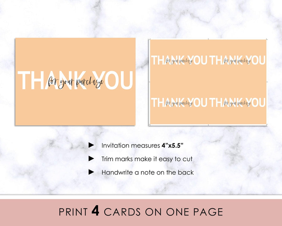 Thank You Card - Peach Minimalist - Sweet Summer Designs
