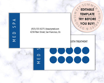 Med Spa - Loyalty Card - Editable - Blue - Sweet Summer Designs