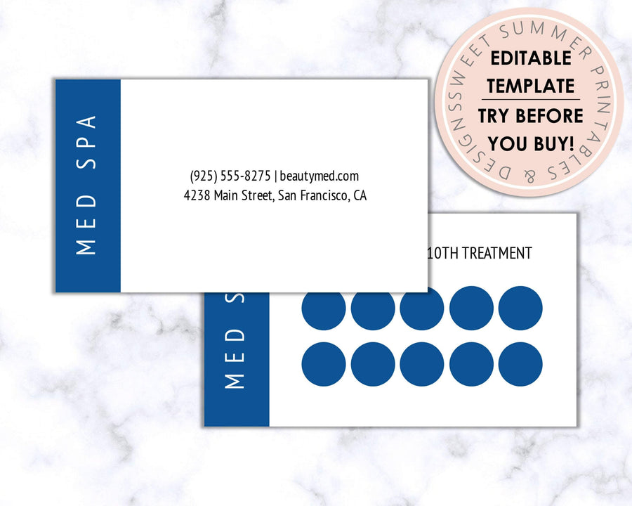 Med Spa - Loyalty Card - Editable - Blue - Sweet Summer Designs