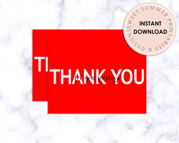 Thank You Card - Red Minimalist - Sweet Summer Designs