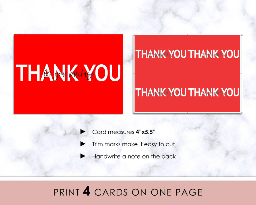 Thank You Card - Red Minimalist - Sweet Summer Designs