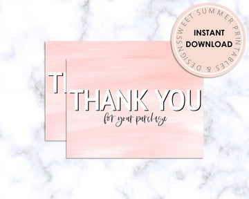 Thank You Card - Pink Brushed - Sweet Summer Designs