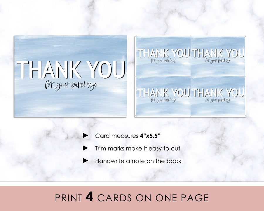 Thank You Card - Light Blue Brushed - Sweet Summer Designs