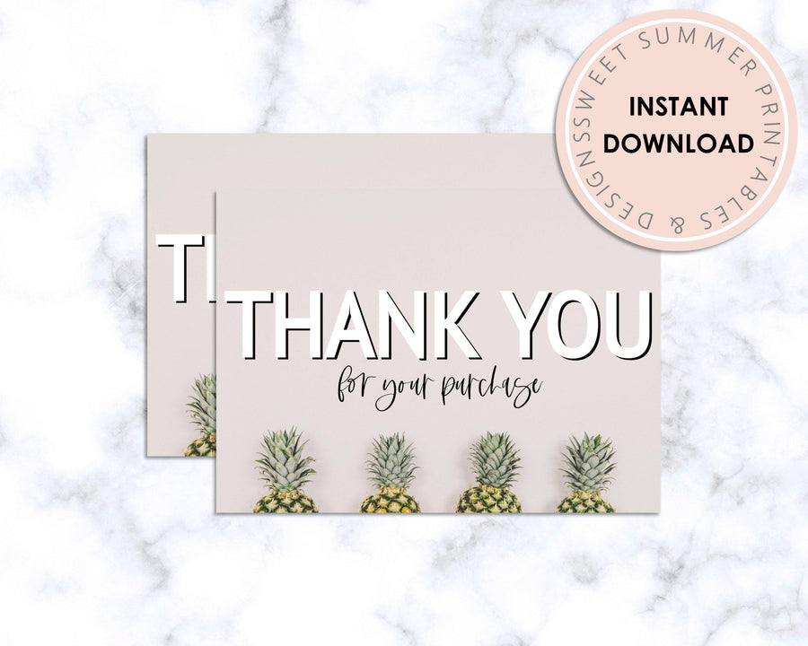 Thank You Card - Pineapple - Sweet Summer Designs