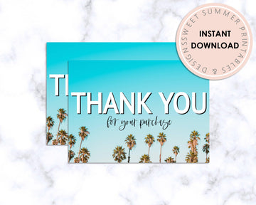 Thank You Card - Palm Trees - Sweet Summer Designs