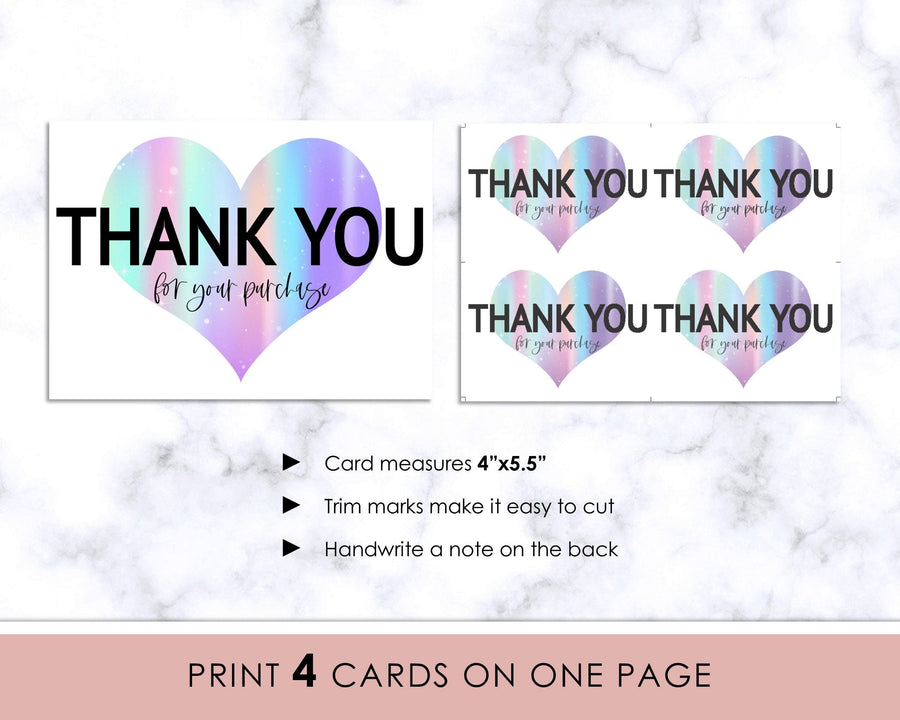 Thank You Card - Unicorn Heart - Sweet Summer Designs