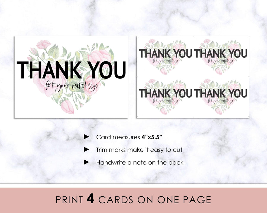 Thank You Card - Rose Heart - Sweet Summer Designs