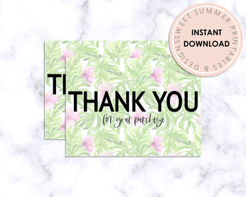Thank You Card - Tropical Print - Sweet Summer Designs