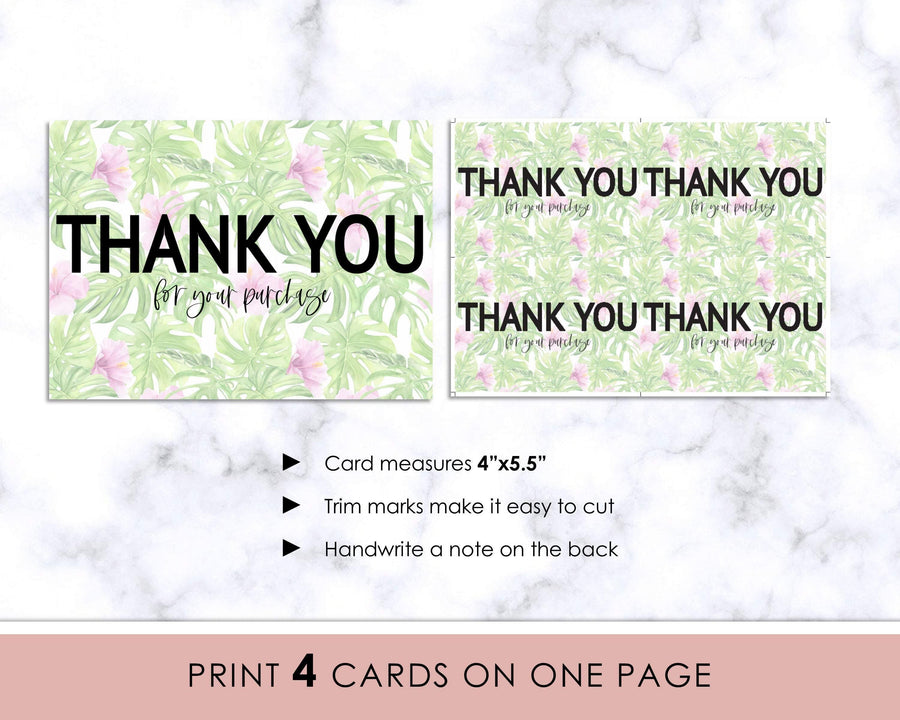Thank You Card - Tropical Print - Sweet Summer Designs