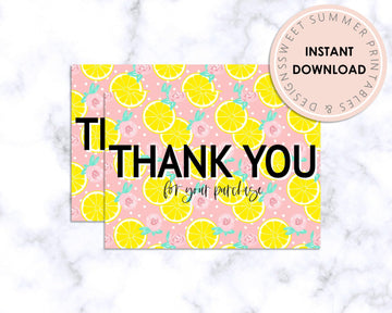 Thank You Card - Pink Lemonade - Sweet Summer Designs